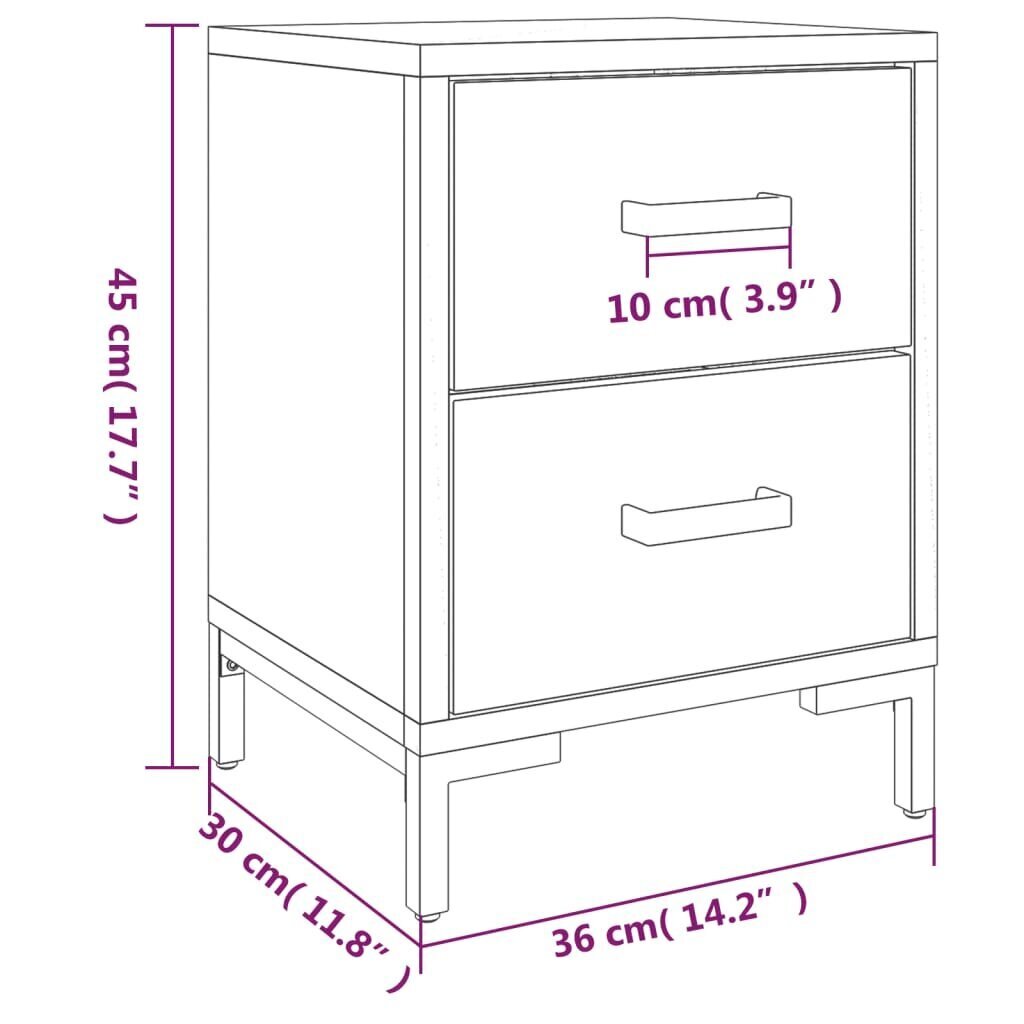 vidaXL Yöpöydät 2 kpl musta 36x30x45 cm täysi mänty hinta ja tiedot | Yöpöydät | hobbyhall.fi