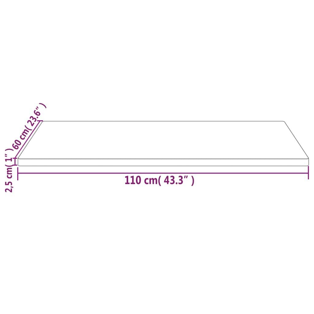 vidaXL Pöytälevy valkoinen 110x60x2,5 cm täysi mänty suorakaide hinta ja tiedot | Pöytälevyt | hobbyhall.fi