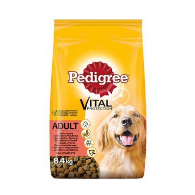 Pedigree Aikuisten kuivarehu koirille, naudan ja siipikarjan kanssa, 8,4 kg. hinta ja tiedot | Koiran kuivaruoka | hobbyhall.fi