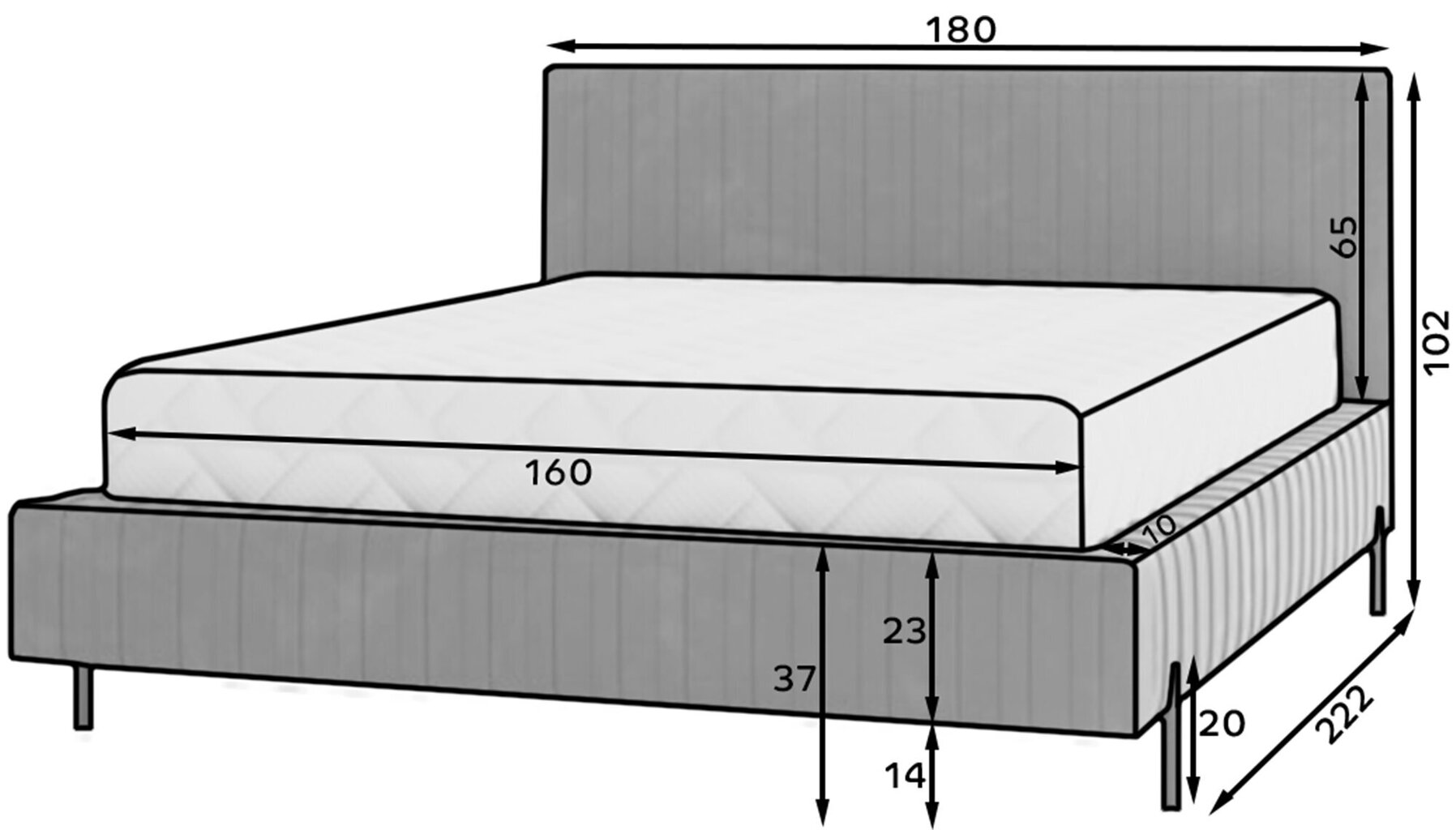 Sänky Eltap Plissa, 160x200 cm, sininen/musta hinta ja tiedot | Sängyt | hobbyhall.fi