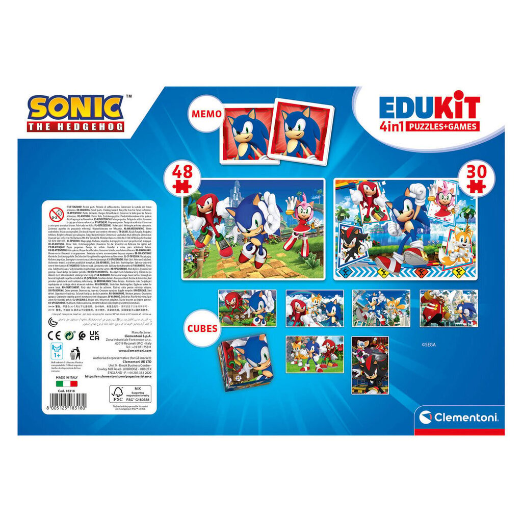 Pelisetti Clementoni Edukit 4in1 Sonic, 18318 hinta ja tiedot | Kehittävät lelut | hobbyhall.fi