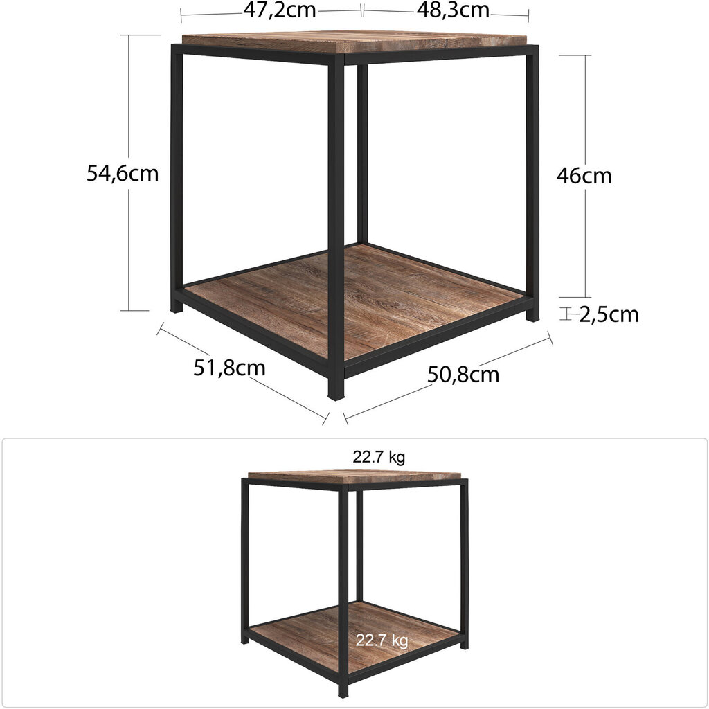 Sohvapöytä Loft24, ruskea/musta hinta ja tiedot | Sohvapöydät | hobbyhall.fi