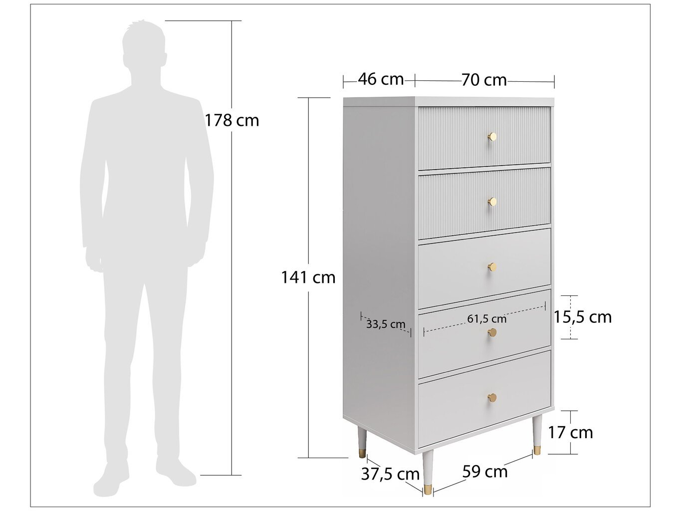 Lipasto Loft24 Elizabeth, harmaa hinta ja tiedot | Lipastot | hobbyhall.fi