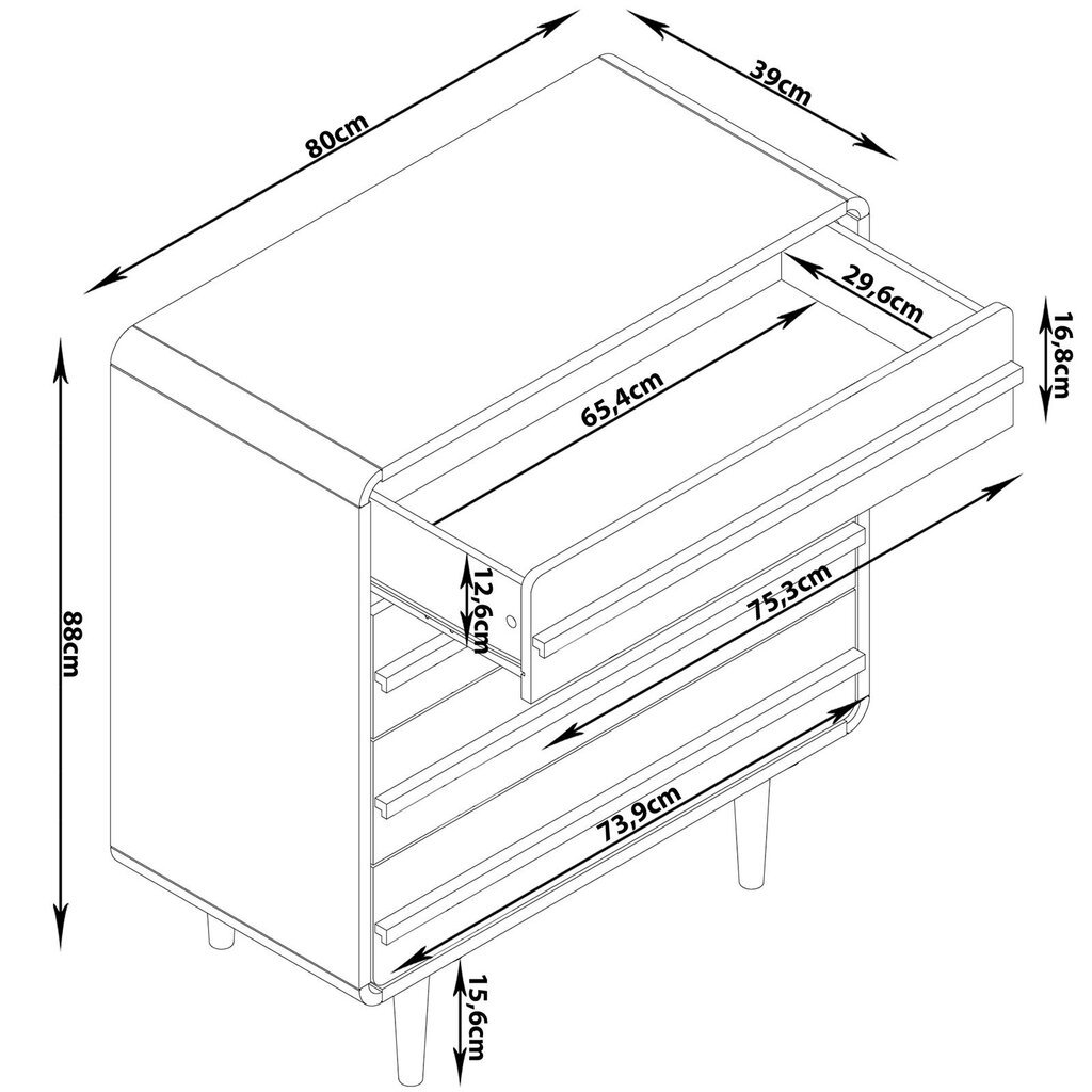 Lipasto Loft24, ruskea/musta hinta ja tiedot | Lipastot | hobbyhall.fi