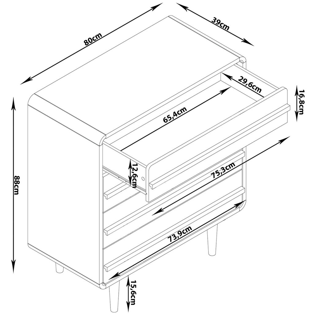 Lipasto Loft24 Channie, harmaa hinta ja tiedot | Lipastot | hobbyhall.fi