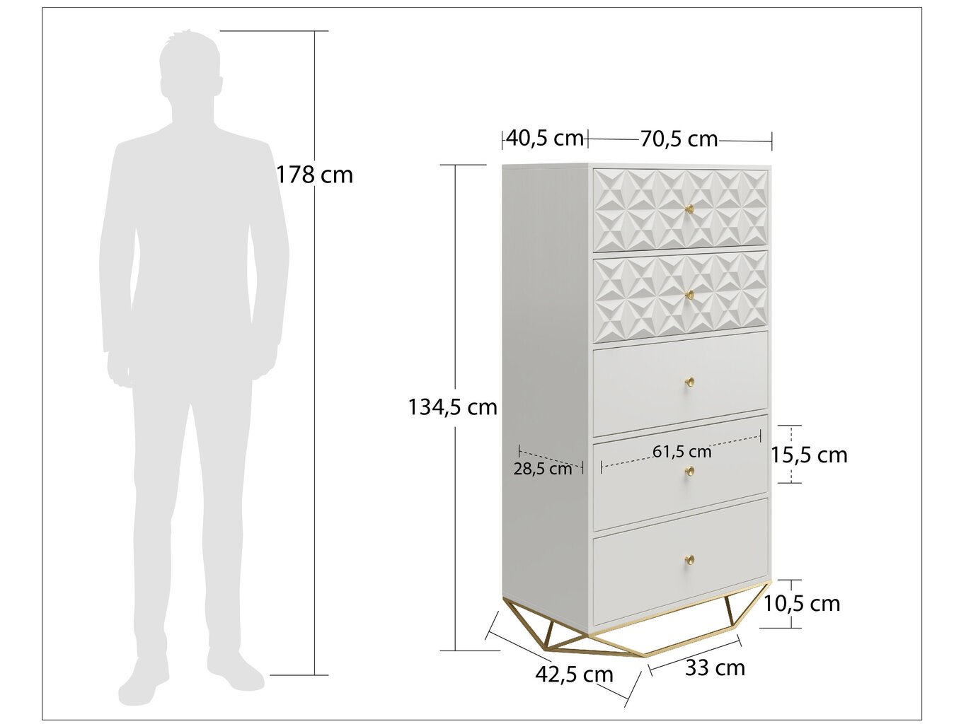 Komoda CosmoLiving by Cosmopolitan, valkoinen hinta ja tiedot | Lipastot | hobbyhall.fi