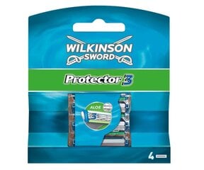 Wilkinson, Protector 3 Vaihdettavat Terät, 4 Kpl hinta ja tiedot | Parranajo ja karvanpoisto | hobbyhall.fi