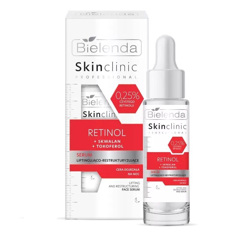 Bielenda Skin Clinic Professional Retinol Seerumi kohottava ja rakennepaikkaava, 30ml. hinta ja tiedot | Kasvoöljyt ja seerumit | hobbyhall.fi