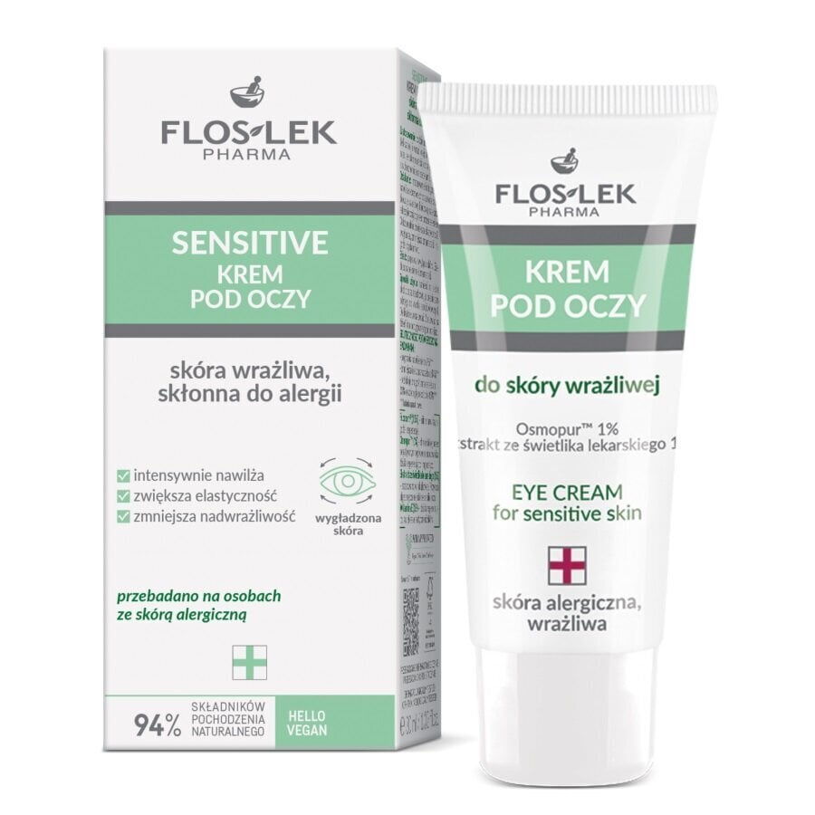 Flos-Lek Pharma Sensitive Silmänympärysvoide herkälle iholle alttiina allergialle, 30 ml hinta ja tiedot | Silmänympärysvoiteet ja seerumit | hobbyhall.fi