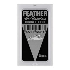 FEATHER Hi Stainless Double Edge -teräviä, 5 kpl hinta ja tiedot | Parranajo ja karvanpoisto | hobbyhall.fi