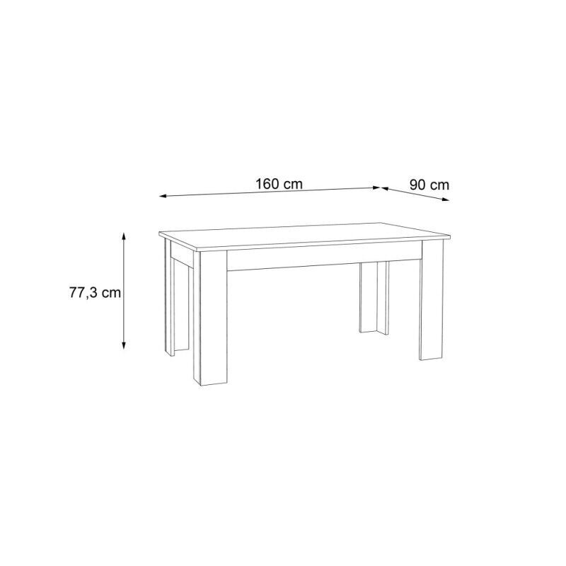 Ruokapöytä Pilvi 160x90 cm, valkoinen hinta ja tiedot | Ruokapöydät | hobbyhall.fi