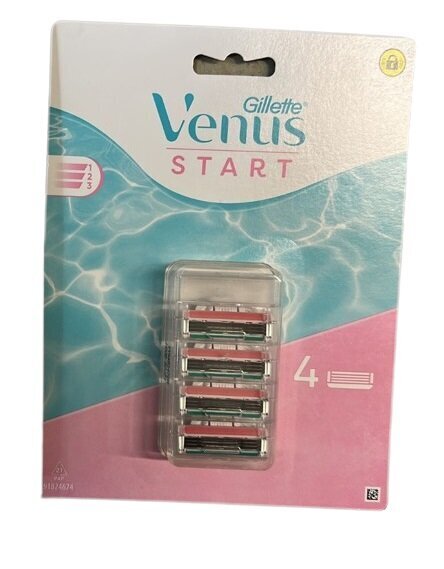 Gillette Venus Start Naisten Vaihtoterät, 4 kpl - Laadukkaat Saksa-valmistetut Terät hinta ja tiedot | Parranajo ja karvanpoisto | hobbyhall.fi