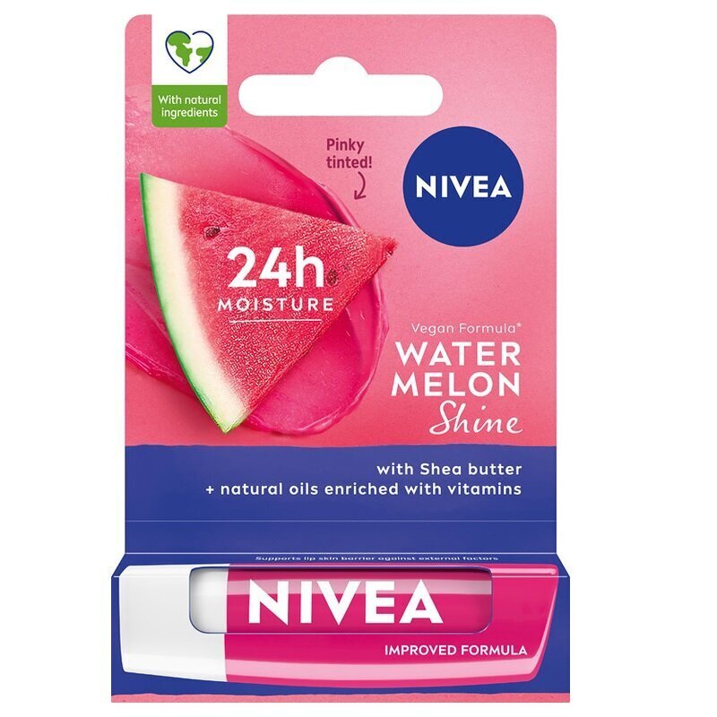 Huulipuna Nivea 24H Mett In Moisture Watermelon Shine, 4,8 g hinta ja tiedot | Huulipunat, huulikiillot ja huulirasvat | hobbyhall.fi