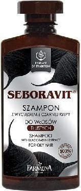 Seboravit shampoo mustanauriuuteella rasvaisille hiuksille 330ml hinta ja tiedot | Shampoot | hobbyhall.fi