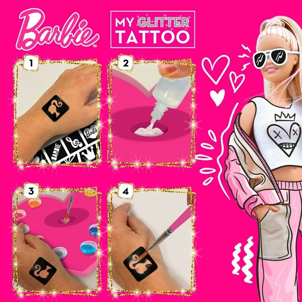 Väliaikaiset tatuoinnit Barbie My Glitter, 20 kpl hinta ja tiedot | Meikkisiveltimet ja meikkisienet | hobbyhall.fi