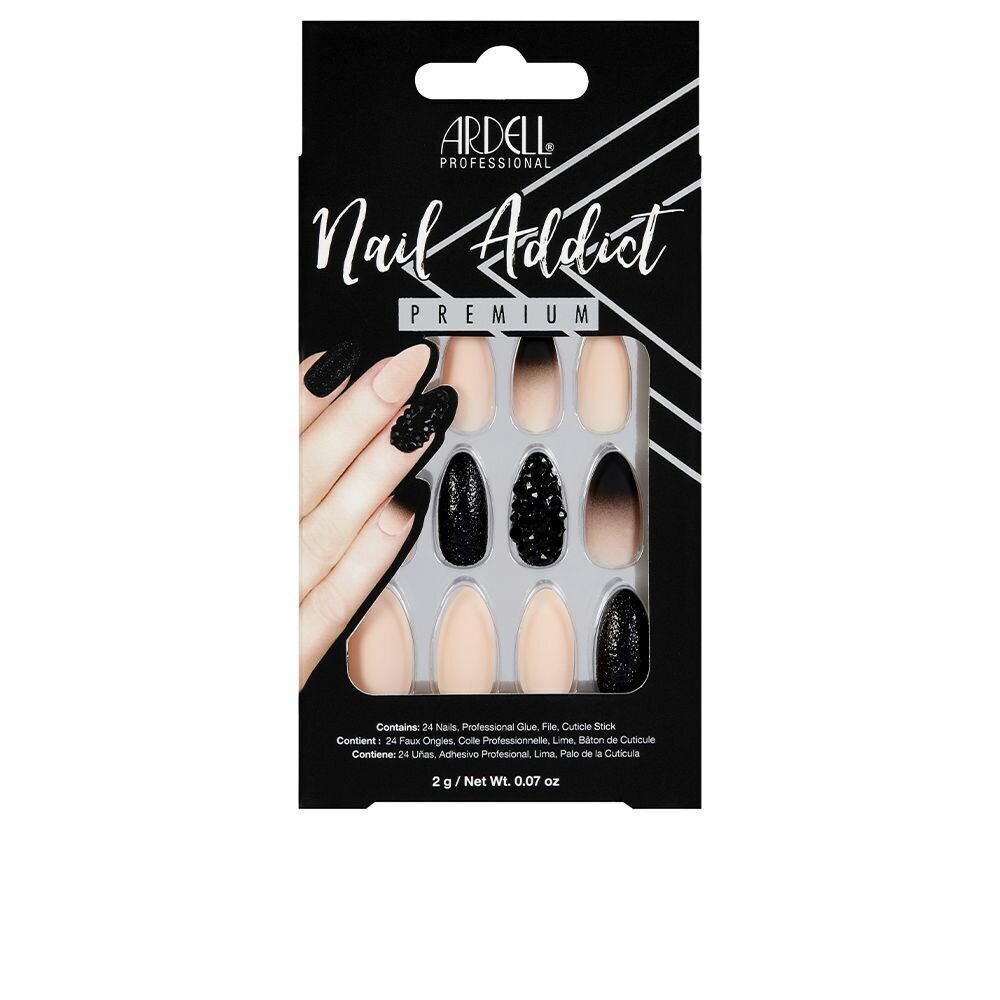 Tekokynnet Ardell Nail Addict Black Stud &amp; Pink Ombre (24 pcs) hinta ja tiedot | Manikyyri- ja pedikyyritarvikkeet | hobbyhall.fi