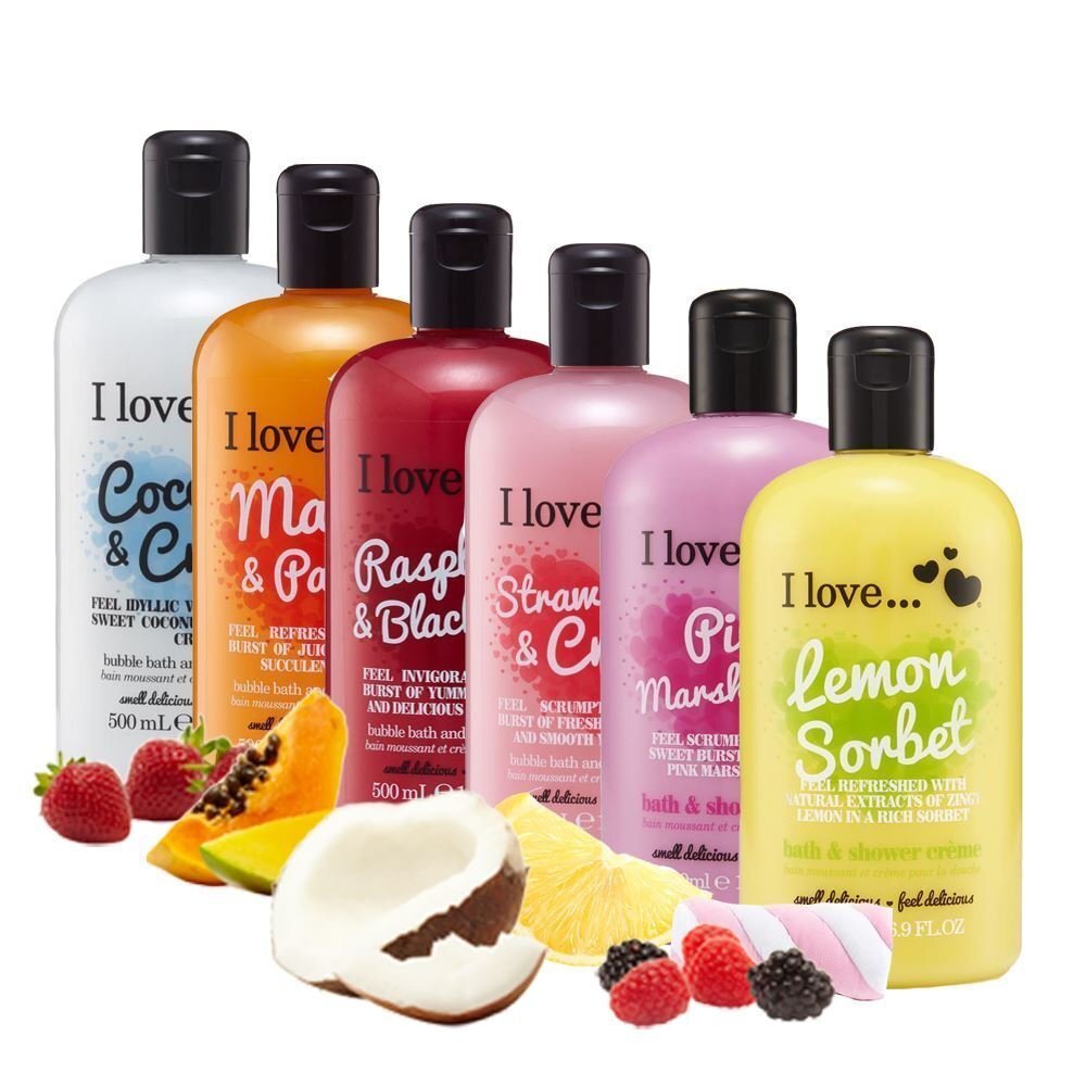 Suihku- ja kylpyvoide I Love Bath & Shower Creme Coconut & Cream, 500 ml hinta ja tiedot | Suihkusaippuat ja suihkugeelit | hobbyhall.fi