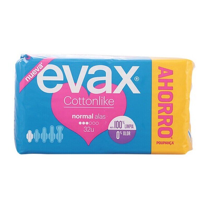 Yksinkertaiset pehmusteet siivillä Cottonlike Evax hinta ja tiedot | Tamponit ja terveyssiteet | hobbyhall.fi