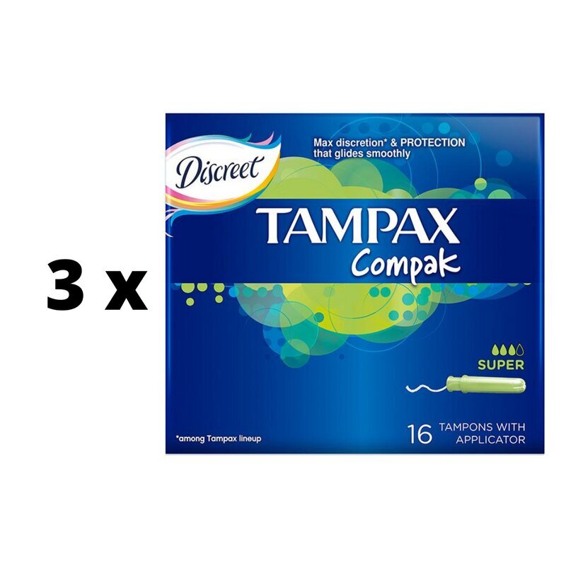 Tamponit Tampax Compak Super, 16 kpl. x 3 kpl. hinta ja tiedot | Tamponit ja terveyssiteet | hobbyhall.fi