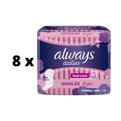 Terveyssiteet Always Dailies to GO Fresh Scent 20, kpl. x 8 kpl. paketti hinta ja tiedot | Tamponit ja terveyssiteet | hobbyhall.fi