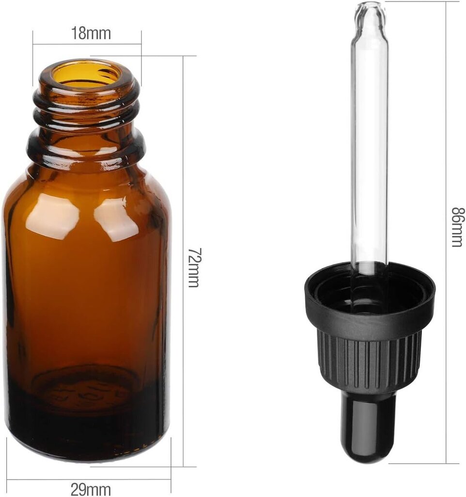 Pipettipullot lasipipetteillä 20 ml ruskeaa lasipulloa apteekkipullot, joissa on tippaspippetti eteerisiä öljyjä, hajuvesiöljyjä, nestemäisiä väriaineita aromaterapiasekoituspakkauksia 6 hinta ja tiedot | Kosmetiikkalaukut ja peilit | hobbyhall.fi