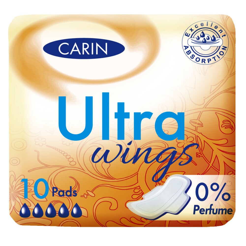 Carin Ultra Siipinauhat, 10 kpl hinta ja tiedot | Tamponit ja terveyssiteet | hobbyhall.fi