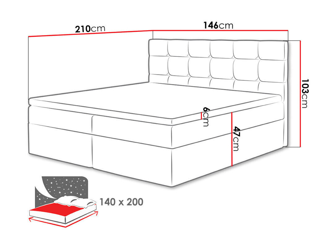 Jenkkisänky vuodevaatelaatikolla Luanda 140x200 cm hinta ja tiedot | Sängyt | hobbyhall.fi