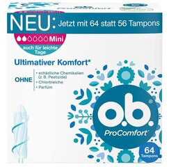 O.B. ProComfort Mini, Hygieniatamponit, 64 kpl hinta ja tiedot | Tamponit ja terveyssiteet | hobbyhall.fi