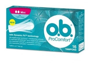 O.B. ProComfort, Naisten Hygieniatampoonit, Koko Mini, 16 kpl Pakkaus. hinta ja tiedot | Tamponit ja terveyssiteet | hobbyhall.fi