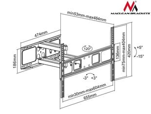 TV-seinäteline Maclean 37-70 "MC-710 hinta ja tiedot | TV-seinätelineet | hobbyhall.fi