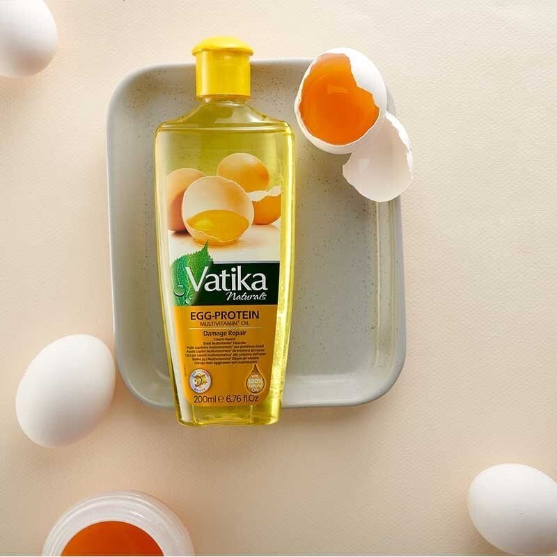 Korjaava öljy vaurioituneille hiuksille Egg Protein, Dabur Vatika, 200 ml hinta ja tiedot | Naamiot, öljyt ja seerumit | hobbyhall.fi