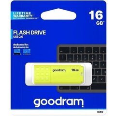 GOODRAM FLASHDRIVE 16GB UME2 USB 2.0 YELLOW hinta ja tiedot | Good Ram Tietokoneet ja pelaaminen | hobbyhall.fi