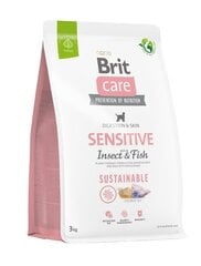 Brit Care Sustainable Sensitive Insect&Fish kuivaruoka koirille, 3 kg hinta ja tiedot | Koiran kuivaruoka | hobbyhall.fi