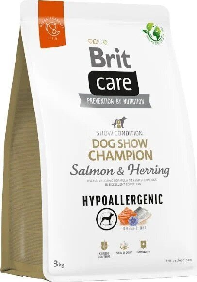 Brit Care Hypoallergenic Dog Show Champion hypoallergeeninen kuivaruoka näyttelyyn osallistuville koirille, 3 kg hinta ja tiedot | Koiran kuivaruoka | hobbyhall.fi