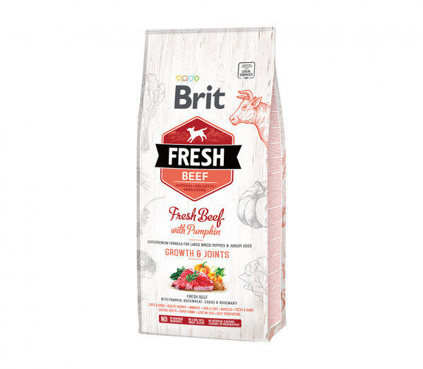 Brit Fresh Beef with Pumpkin Puppy kuivaruoka pennuille, 2,5 kg hinta ja tiedot | Koiran kuivaruoka | hobbyhall.fi