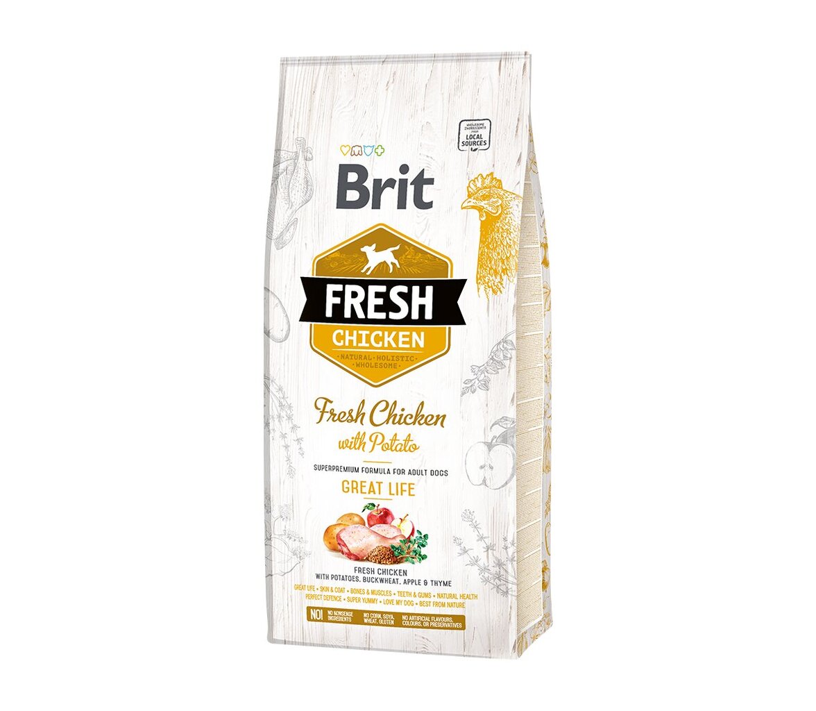 Brit Fresh Chicken with Potato Adult koiran kuivaruoka, 12 kg hinta ja tiedot | Koiran kuivaruoka | hobbyhall.fi