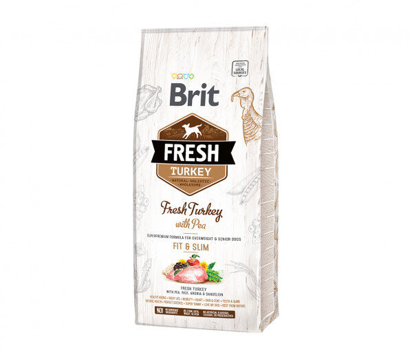 Brit Fresh Turkey with Pea Light Fit&Slim kuivaruoka seniorikoirille, 2,5 kg hinta ja tiedot | Koiran kuivaruoka | hobbyhall.fi