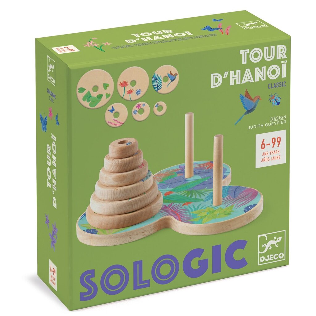 Loginis žaidimas - Hanojaus bokštas (LT, LV, EN, RU) Djeco Sologic DJ00812 hinta ja tiedot | Lautapelit ja älypelit | hobbyhall.fi