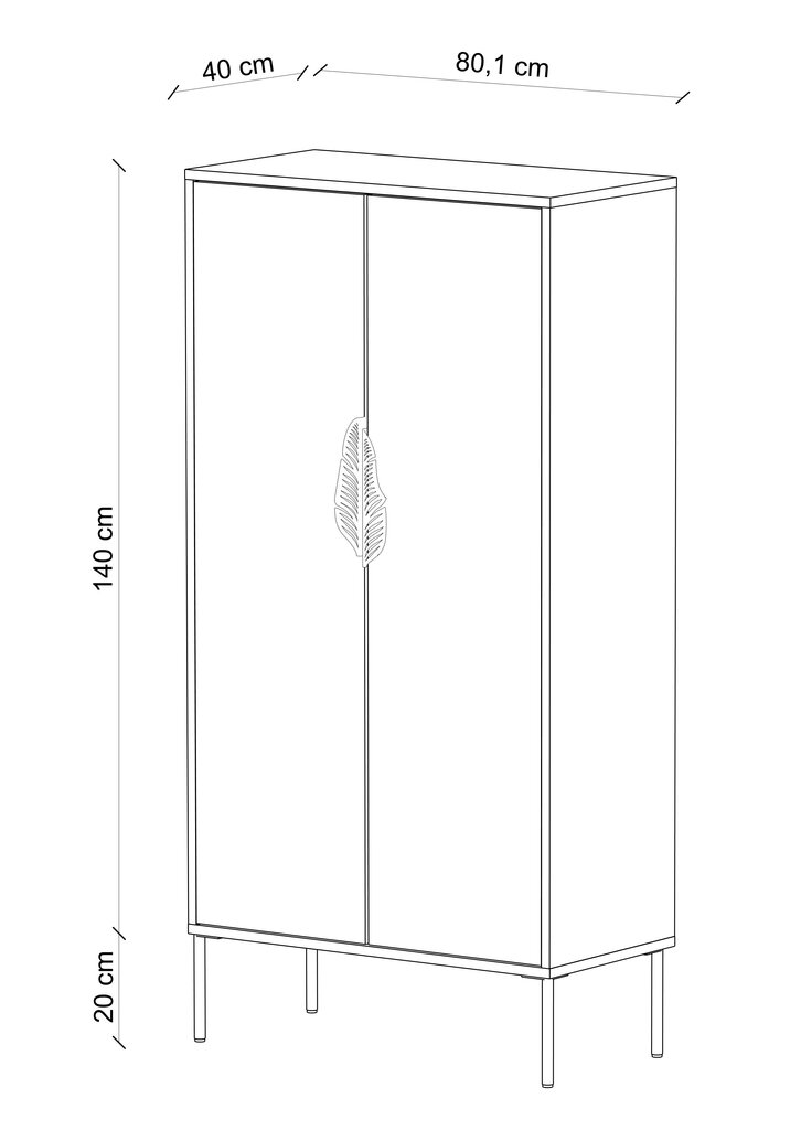 Kaappi Skandica MERLIN, 80x160 cm, vihreä, kultaiset yksityiskohdat hinta ja tiedot | Lipastot | hobbyhall.fi