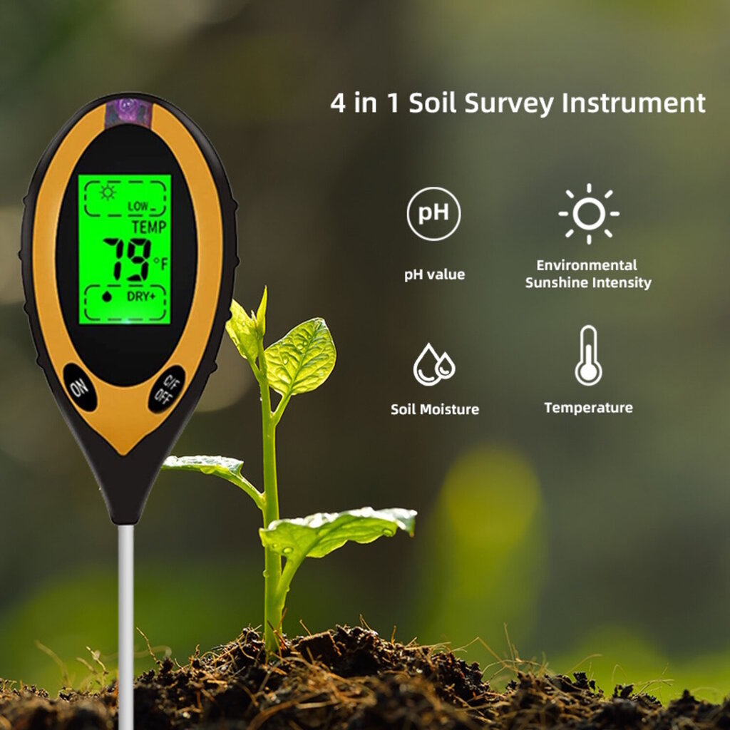 IVY Aqua ST-02 4in1 Puutarhamaan testauslaite mittaa auringonvalon kosteuslämpötilaa PH musta hinta ja tiedot | Mittarit ja mittalaitteet | hobbyhall.fi