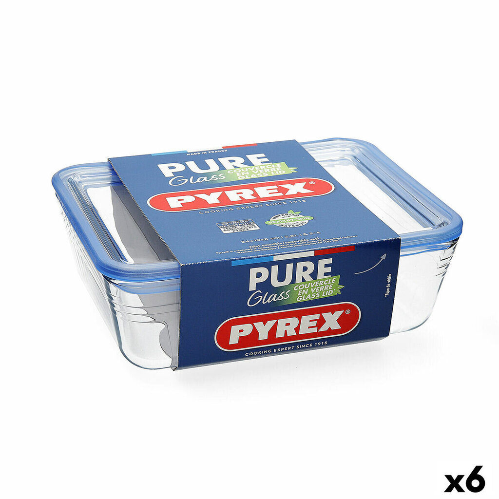 Pyrex Pure Glass ruokalaatikko, 800 ml, 6 kpl hinta ja tiedot | Elintarvikkeiden säilytysastiat | hobbyhall.fi