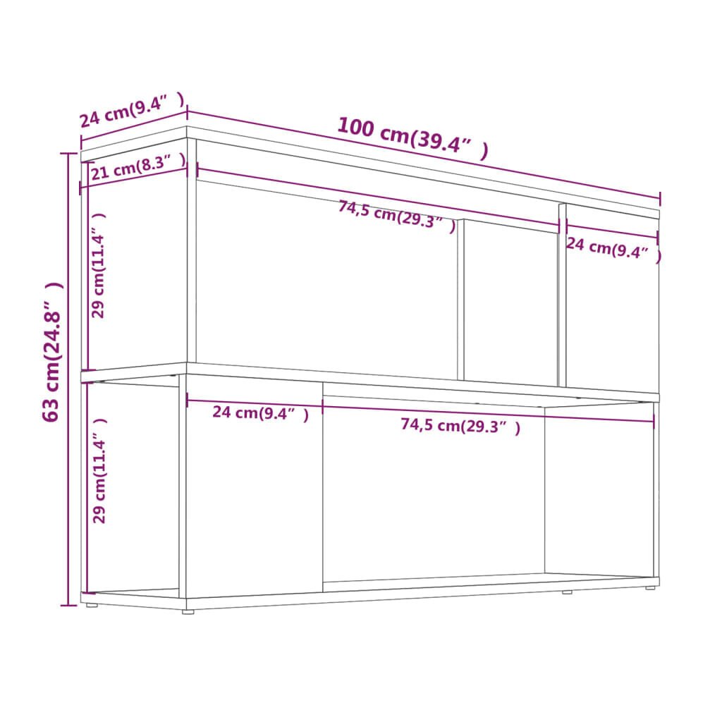 vidaXL Kirjahylly ruskea tammi 100x24x63 cm tekninen puu hinta ja tiedot | Hyllyt | hobbyhall.fi