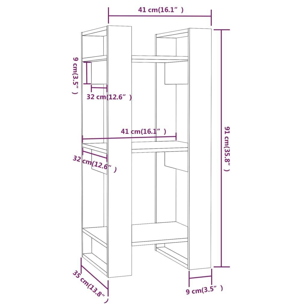 Kirjahylly/tilanjakaja valkoinen 41x35x91 cm täysmänty hinta ja tiedot | Hyllyt | hobbyhall.fi