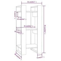 Kirjahylly/tilanjakaja musta 41x35x91 cm täysi mänty hinta ja tiedot | Hyllyt | hobbyhall.fi