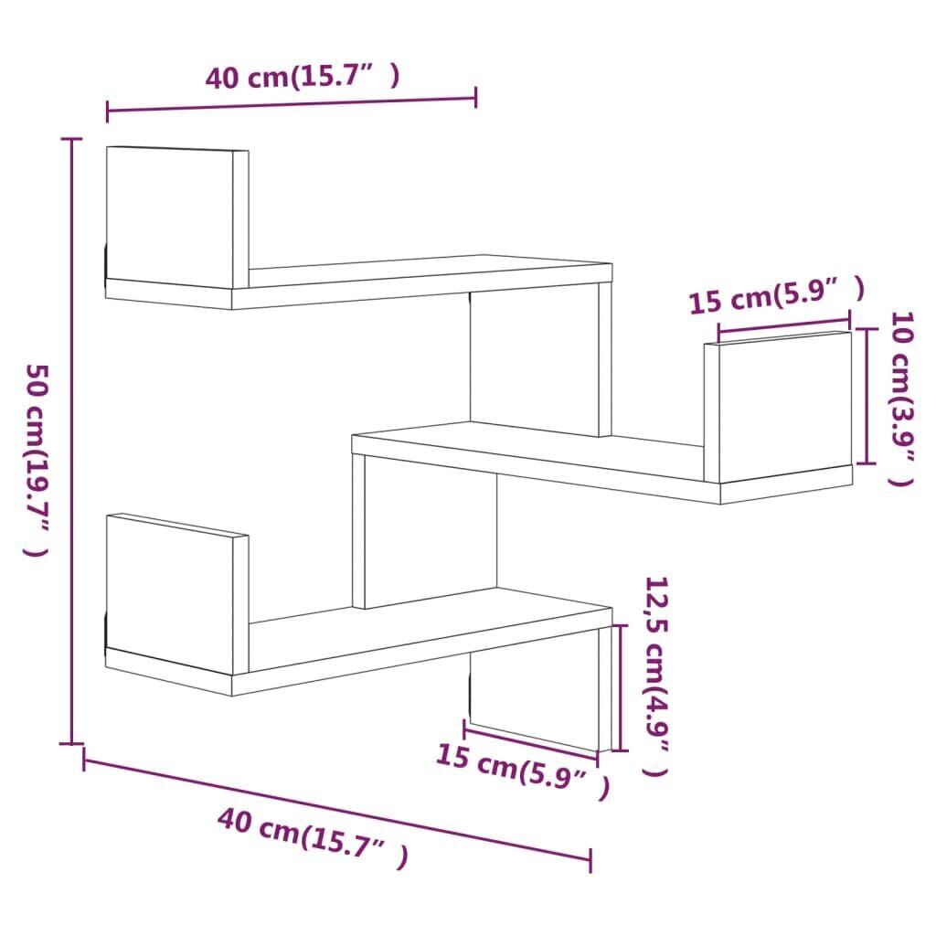 Seinäkulmahylly harmaa Sonoma 40x40x50 cm tekninen puu hinta ja tiedot | Hyllyt | hobbyhall.fi