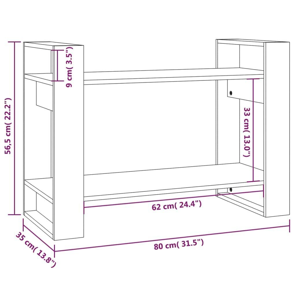 Kirjahylly/tilanjakaja 80x35x56,5 cm täysi mänty hinta ja tiedot | Hyllyt | hobbyhall.fi