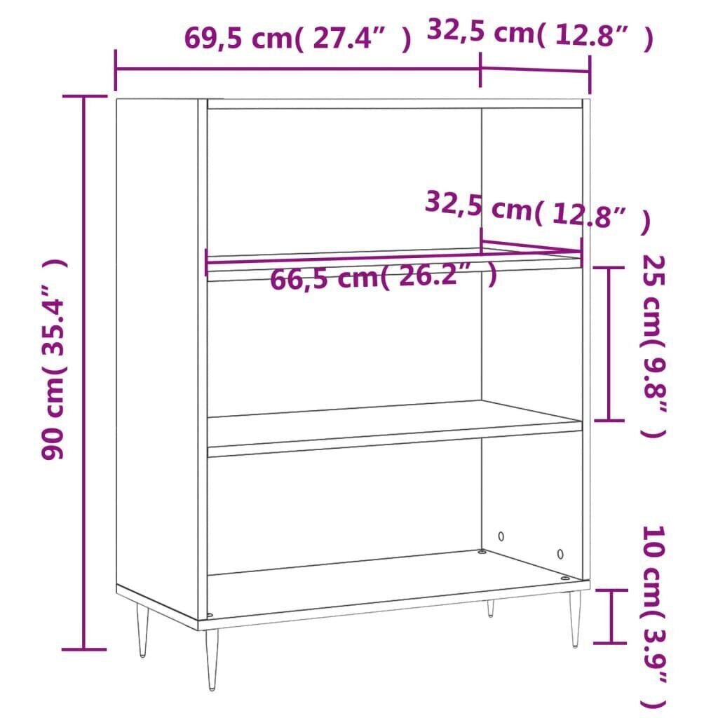 Kirjahylly betoninharmaa 69,5x32,5x90 cm tekninen puu hinta ja tiedot | Hyllyt | hobbyhall.fi