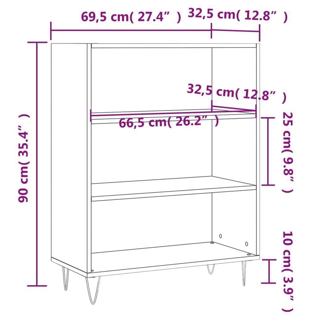 Kirjahylly betoninharmaa 69,5x32,5x90 cm tekninen puu hinta ja tiedot | Hyllyt | hobbyhall.fi