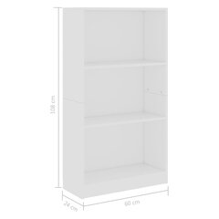 3-tasoinen kirjahylly valkoinen 60x24x109 cm tekninen puu hinta ja tiedot | Hyllyt | hobbyhall.fi