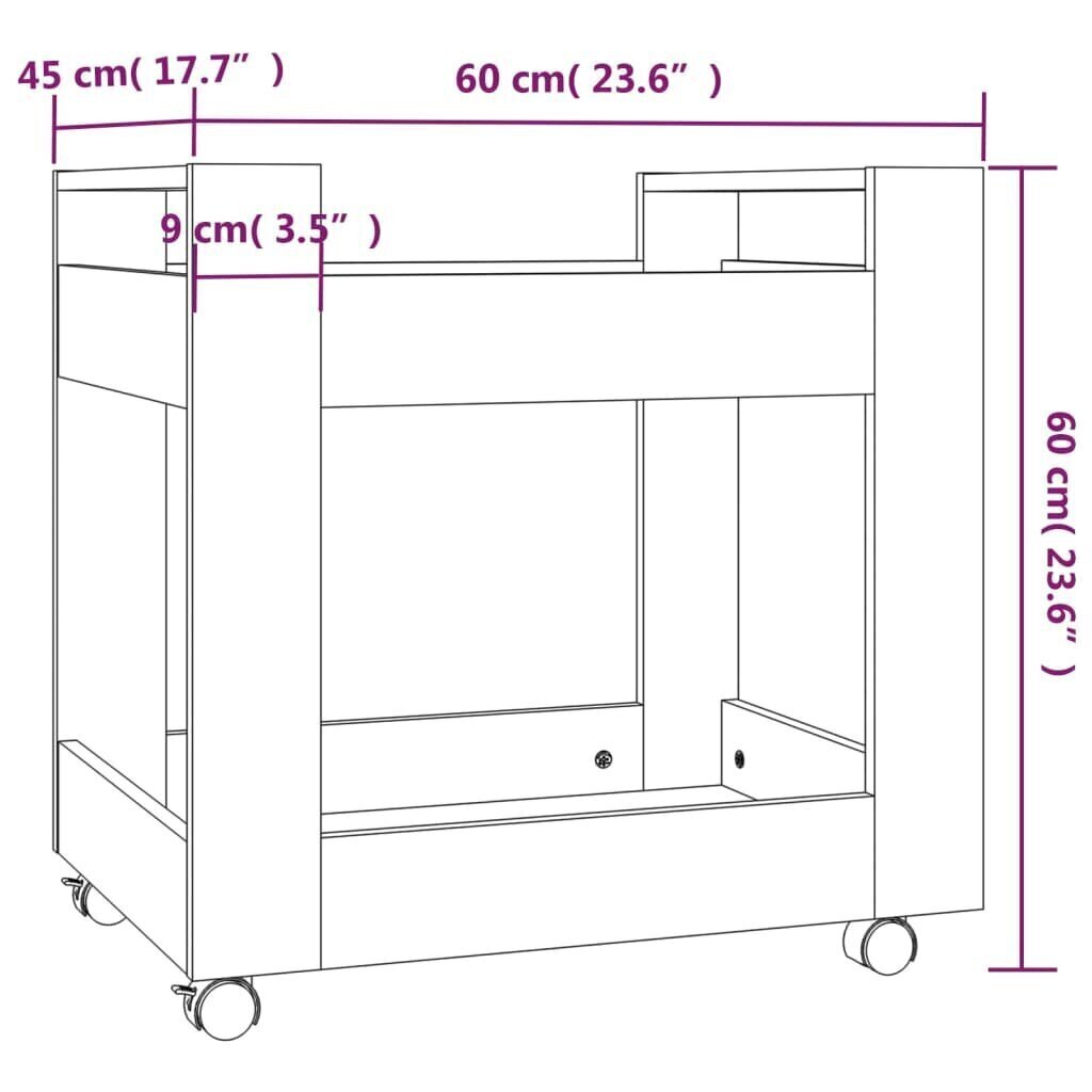 Työpöytävaunu, savutammi, 60x45x60 cm, tekninen puu hinta ja tiedot | Hyllyt | hobbyhall.fi